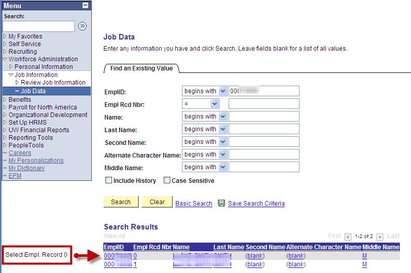 Step 1: Verify Accuracy of Job Data Search and Select Empl