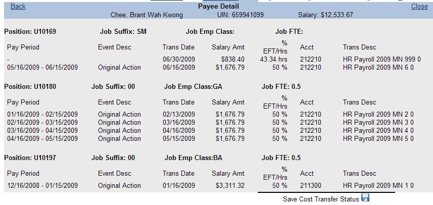 Payee Detail Click a Payee name to view detailed data for the underlying payroll transactions.