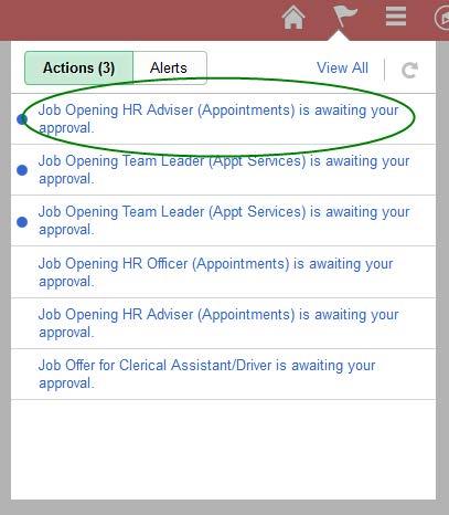 screen Step 3 Select the Job Opening from the list Step 4