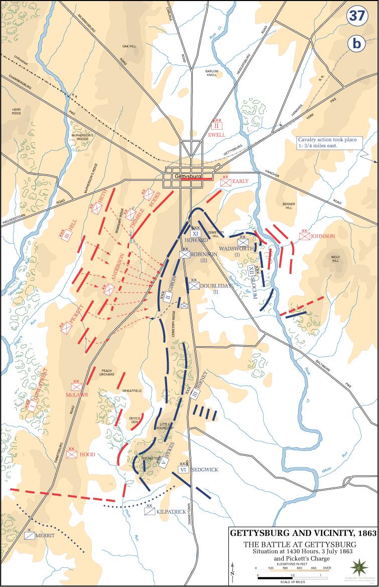 In early July 1863, the Confederate and Union armies fought on the rocky hills and fields around the town of Gettysburg, PA.