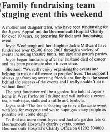 Date Publication Title Information Page number Article size Value 6 June 2014 Stour & Avon Magazine Family fundraising team staging event this weekend Mother