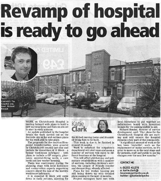 Date Publication Title Information Page number Article size Value 10 June 2014 Daily Echo Revamp of hospital