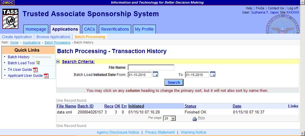 DMDC Trusted Associate Sponsorship System Page 107 Figure 83.