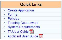 DMDC Trusted Associate Sponsorship System Page 108 8 TASS Application Features Use the following sections to learn about the basic TASS application features. 8.1 Quick Links The Quick Links menu is located on the left side of the TA Homepage (see Figure 84).