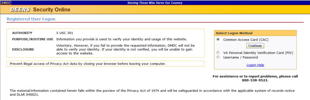 DMDC Trusted Associate Sponsorship System Page 35 Result: The Registered User Logon screen appears (see Figure 4). Figure 4. Registered User Logon Screen TASS_registered user logon.png 6.