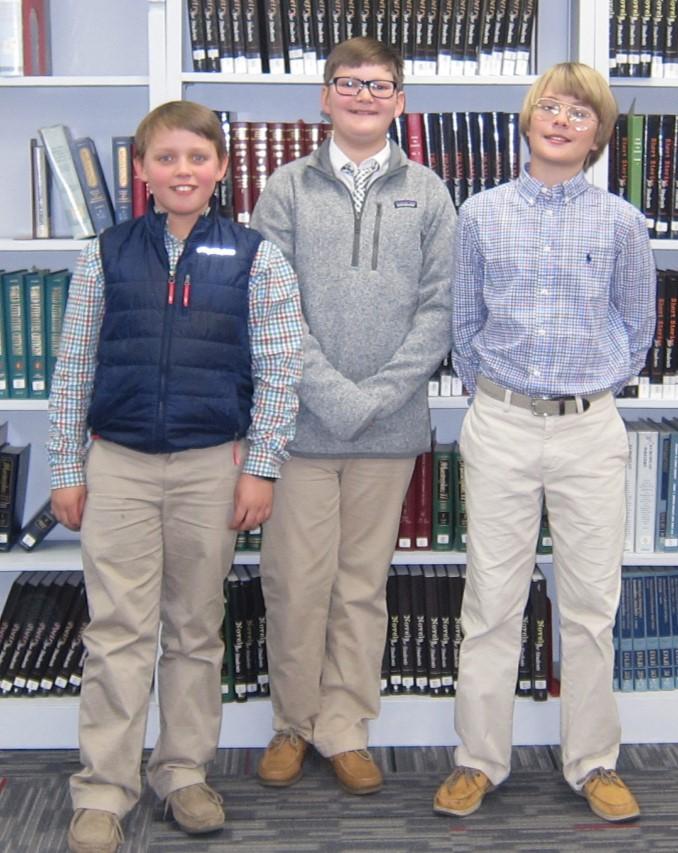 Congratulations to the following students for winning the Middle School Geography Bee.