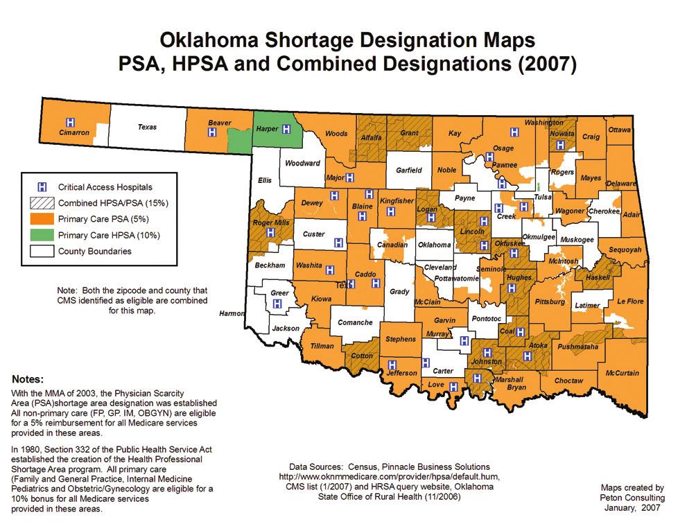 of physicians to beneficiaries, and then designate the lowest ranking counties as shortage areas until 20 percent of the total Medicare population was reached.