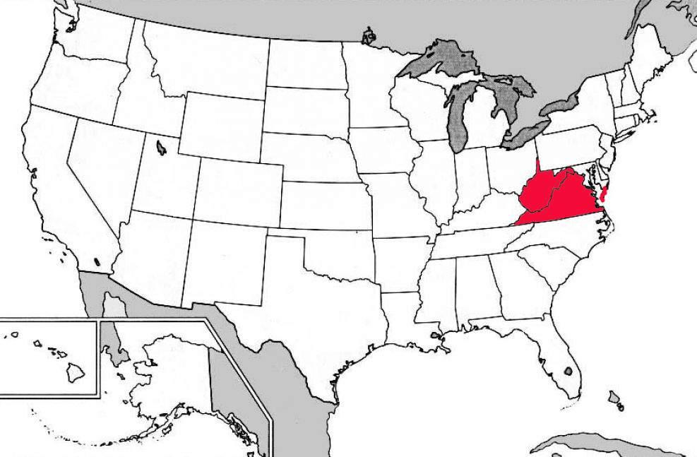 Virginia Before 1863 Find Virginia on this map of the current United States. Virginia before 1863 is now colored red.