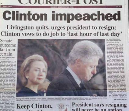Impeachment Clinton also became the second president in U.S. history to suffer impeachment.