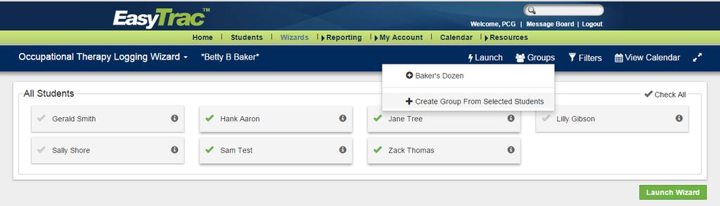 To create a group of students, select multiple Student Tiles,