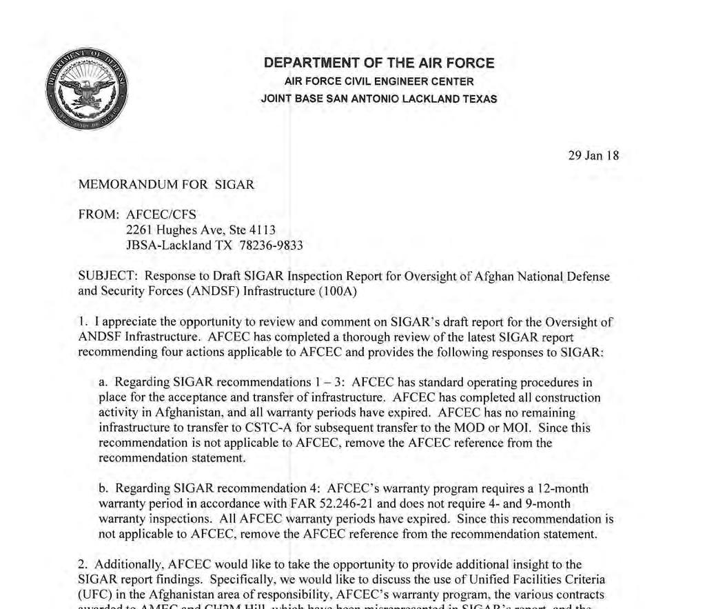 COMMENTS FROM THE AIR FORCE CIVIL
