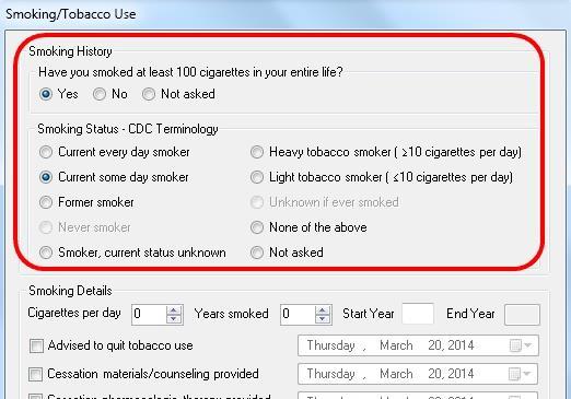 (9) RECORD SMOKING STATUS Objective: Measure: Exclusion: Attestation Requirements: Numerator: Denominator: Record smoking status for patients 13 years old or older.