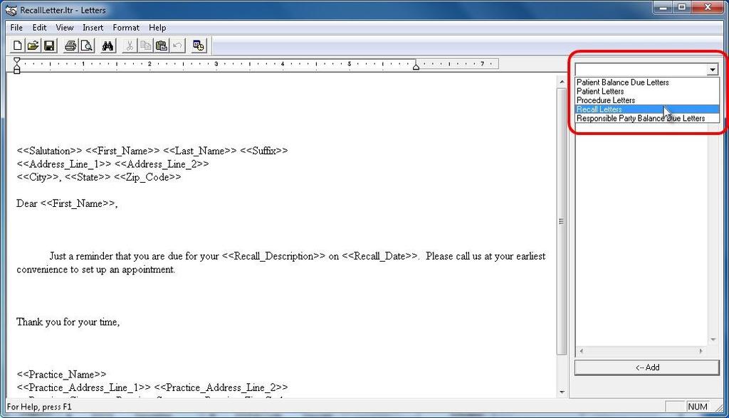 4. In the dropdown on the right, select the appropriate letter type 5. Adjust the letter contents as necessary 6.