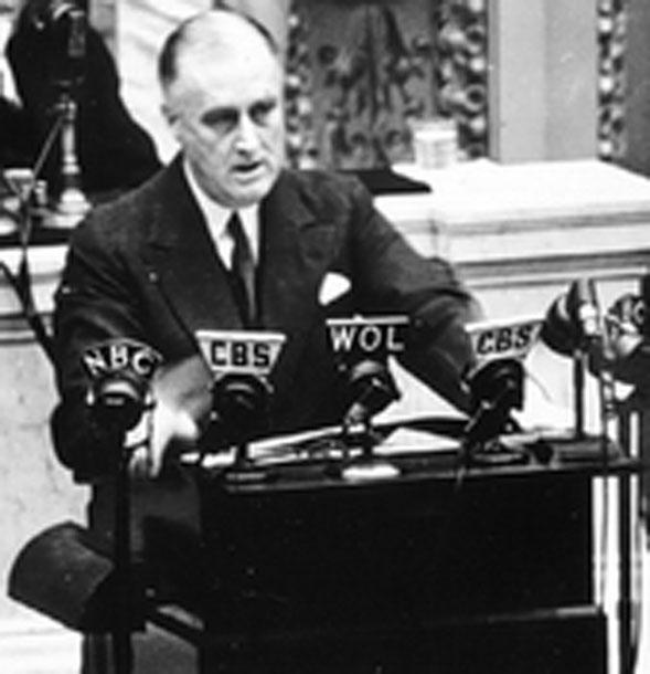 The Next day President Roosevelt addressed Congress Yesterday, December 7, 1941, a date which will live in infamy, he said, the United States of America was suddenly and deliberately attacked by