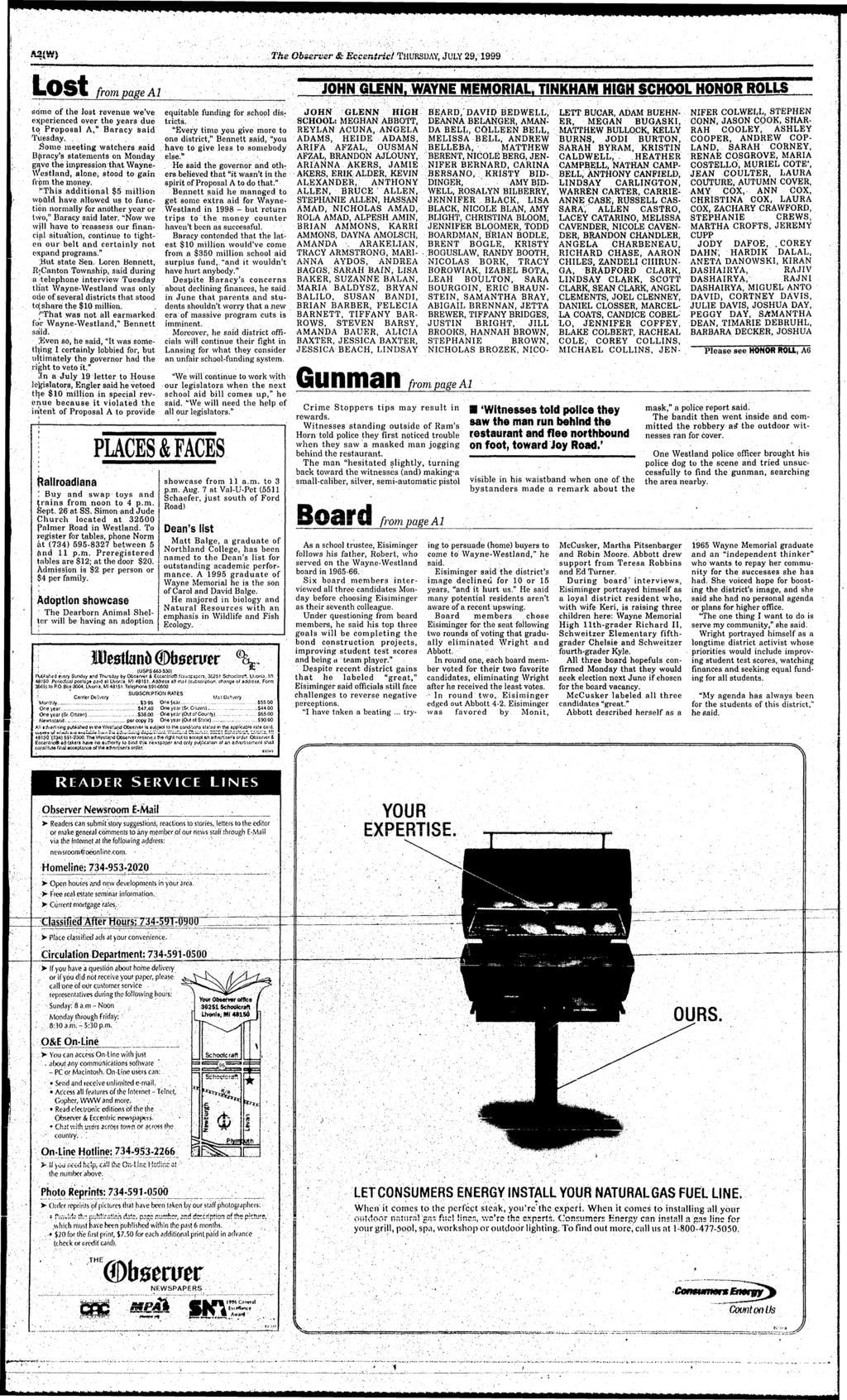 A2(W) The Observer &Eceenirlct THURSDAY, JULY 29,1999 from page Al sqme of the lost revenue we've experienced over the years due to Proposal A,* Baracy said Tuesday.
