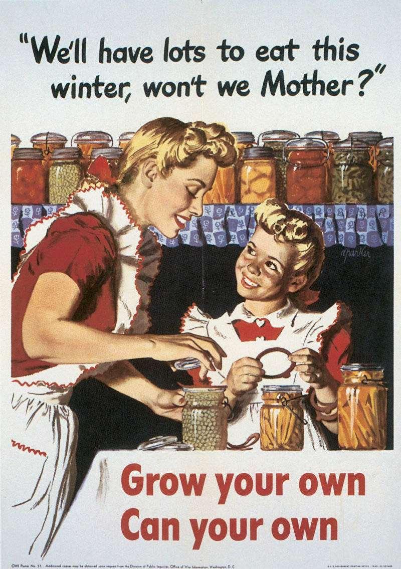 World War II poster promoting home gardens and home canning to save money
