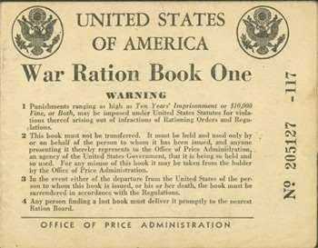 STATION Ration books became a way of life for everyone at home during World War II. 3 Ration books were about the size of a postcard. Each one was filled with ration stamps.