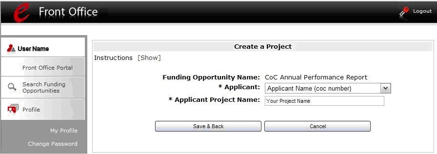 Create APR Select your Applicant name from the drop down list.