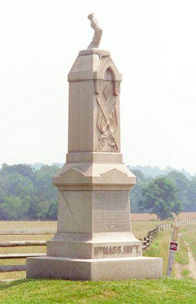 The 11 th at Gettysburg The Eleventh Massachusetts Infantry was commanded at the Battle of Gettysburg by