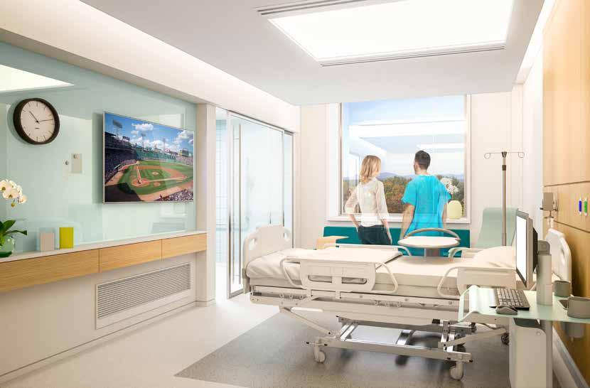 Efficient design for single-bed rooms To provide a world class patient experience in the new Healthcare Campus, it was vital that the new facility be equipped fully with single-bed rooms.