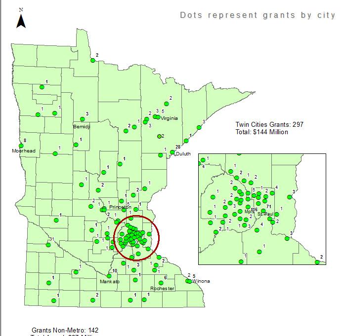 CONTAMINATION CLEANUP GRANT PROGRAM JANUARY 1995-AUGUST 2017 Total Grants: 439* Total Award: $171 Million Grants Non-Metro: 142 Total Award: $27 Million Twin Cities Grants: 297 Total Award: $144
