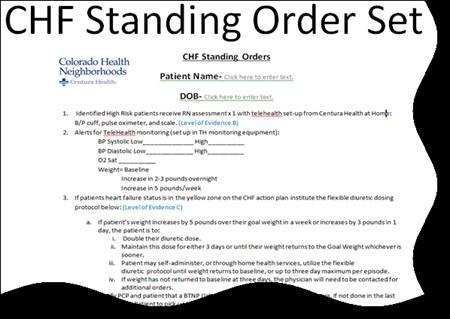 Standing Order Sets Providers then have Evidence Based standing orders associated with each stage of each action plan to guide their