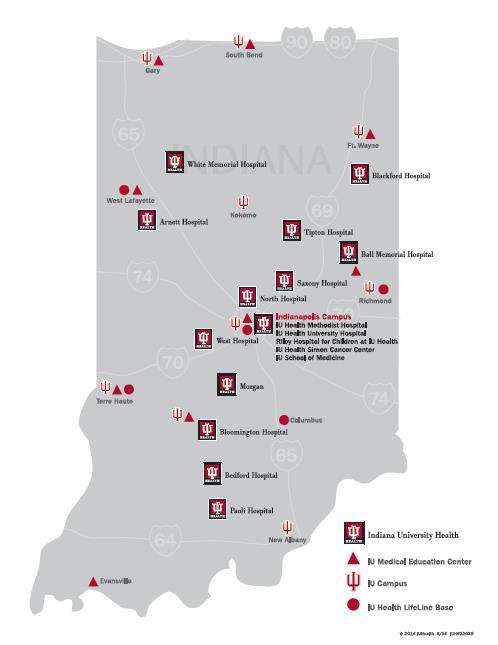 The IU Enterprise The Indiana University Health system has 14 hospitals, 350 primary care offices, and 2.
