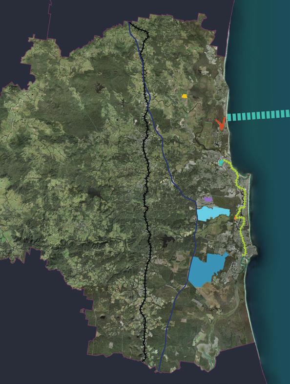 Solar Farm Doonan >$10million economic benefit 100% of council s electricity offset by renewables Proposed International Broadband Cable Protection Zone Submarine cable Eumundi Peregian Springs