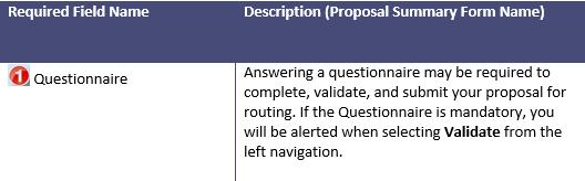 Special Considerations - new mandatory field (denoted by the red asterisk) which assists the University in collecting data on whether the proposal is related to a Program Project, or a Young