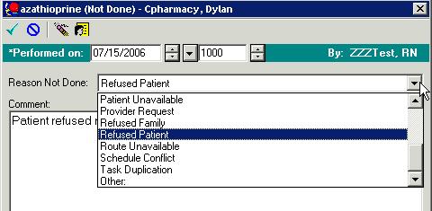 Go to Voiding a Contrast Order on page 10 for more information. Note: Charting a Medication as Chart Not Done completes the task, and prevents further documentation on that dose.