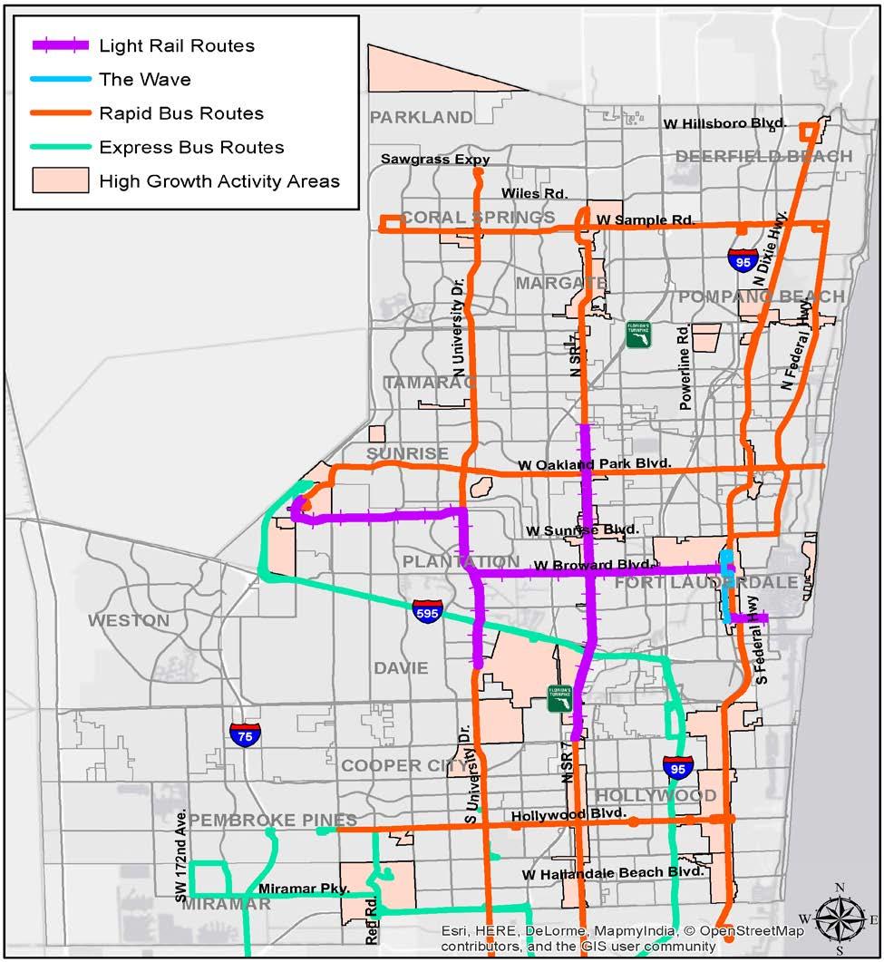 4 / Implementation Plan for 2018-27 Map 4-3: Broward County LRT/Rapid