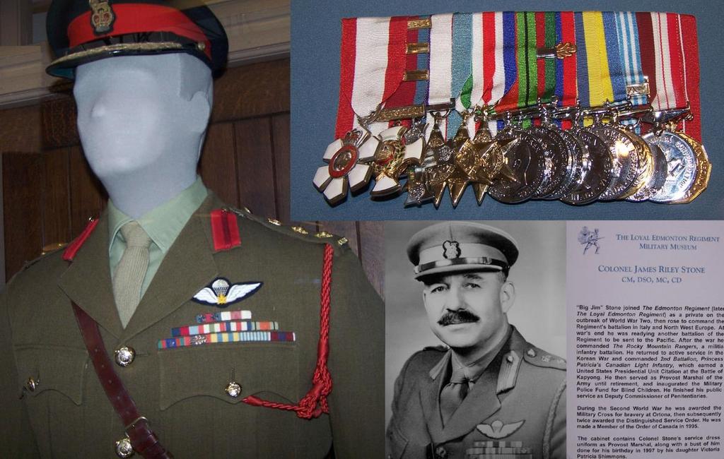 Colonel James Riley STONE, CM, DSO*, MC, CD Commanding Officer 2nd Battalion PPCLI Korea and Medals CM Member of the Order of Canada DSO** Distinguished Service Order and Two Bars MC Cross 1939/1945