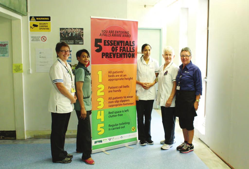 Quality improvement case studies PALMERSTON NORTH HOSPITAL S FALLS AWARE WARD The ward 25 team with the 5 essentials of falls prevention banner.