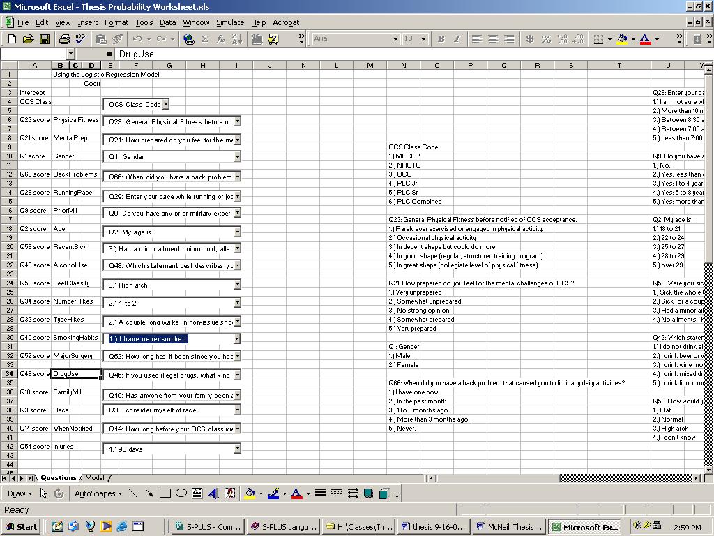APPENDIX B: MICROSOFT EXCEL SPREADSHEET EXAMPLE The following screen shot provides an example of the first sheet in the Microsoft Excel