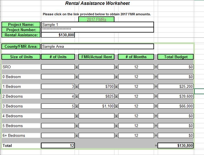 Rental Assistance After completing the Rental Assistance worksheet, Project Applicants will use this amount to populate the Rental Assistance field on the GIW Change Form.