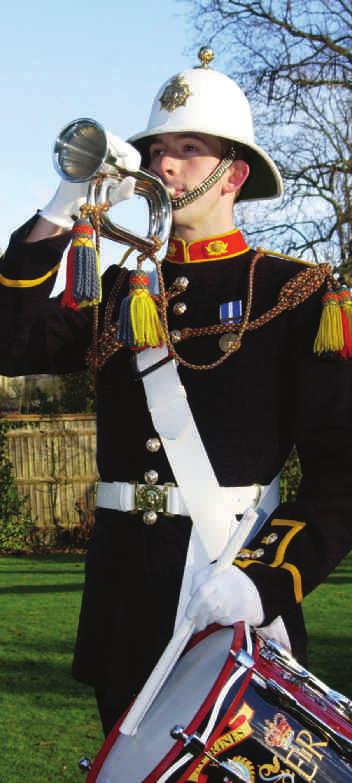 BUGLER As a Royal Marines Bugler, you ll be part of the Corps of Drums. This is an important part of the Royal Marines Band Service, but has its own distinct identity and uniform.