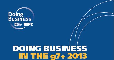 Ease of doing business ranking in the g7+ countries Note: South Sudan to be included in Doing