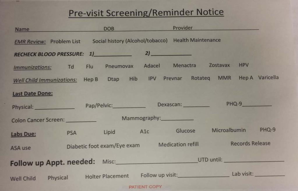 Each visit to our clinics are pre-visit planned.