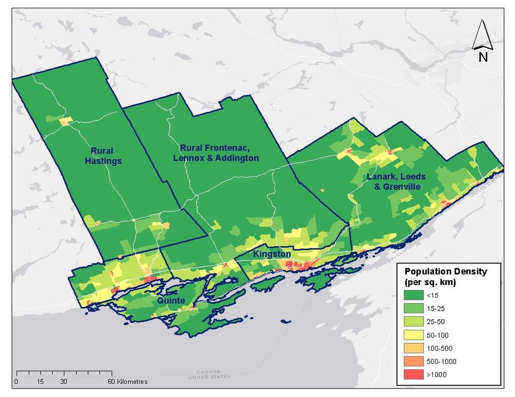 Overview of the South East LHIN, by Sub-Region Divided into 5 sub-regions based on: comprehensive analysis of various data sources (with Health Links as an underlying construct) ICES analysis of