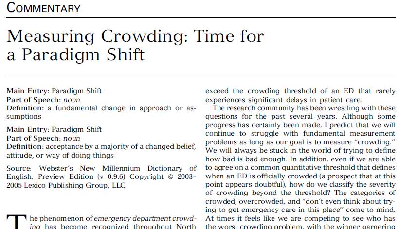 Shift from Defining ED Crowding to Measuring