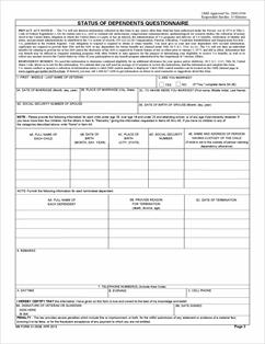 Verification of Dependents Status of Dependents Questionnaire 60 days to respond No response = VA