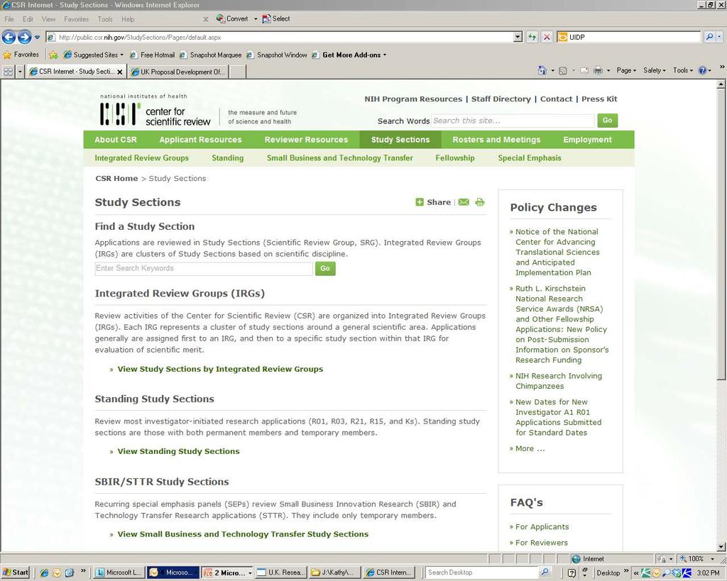 Align your study with an IRG and study section with the right scientific focus! Study CSR web pages.
