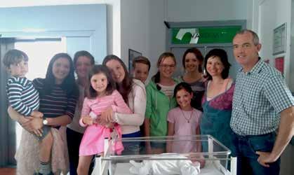 UL Hospitals Group Annual Review 2016 July Pictured at University Maternity Hospital Limerick are Shane and Olga Terrén Hogan with Emma (born 1996), Ruth (1997), Clara (2000), Carmel (2001), Sarah