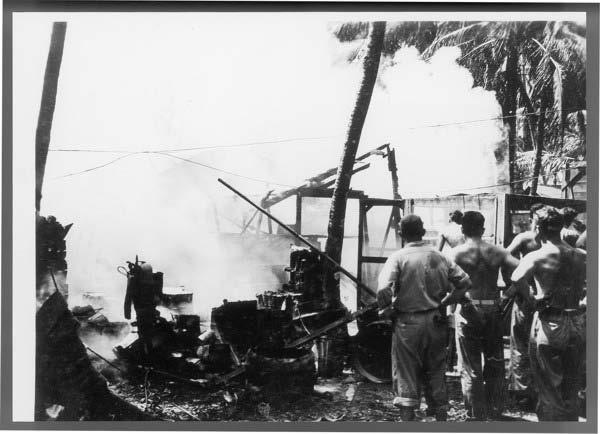 Mess hall fire on Funafuti Army Air Corps photo