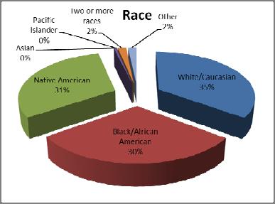 African American-23%, and Hispanic-5%.