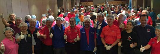 This joint event for the meal packaging programme was held on 5th September 2015 at the Avangio Hotel with more than 150 volunteers from nine Rotary Clubs in