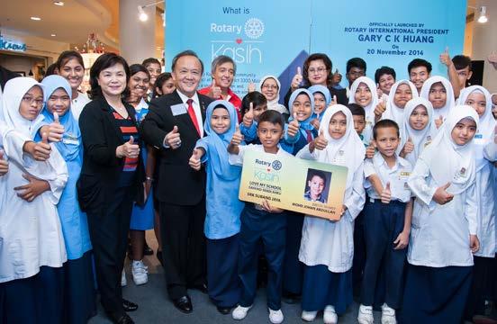 Love My School Programmes Rotary Kasih enters third year of collaboration RM 500,000 Donated 800 Students Supported The 3-year Rotary Kasih project was launched by Rotary International President Gary