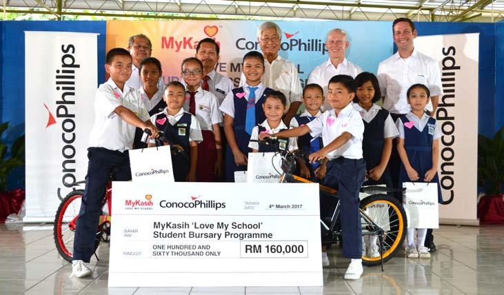 Love My School Campaign Launches ConocoPhillips supports MyKasih in Sabah and Sarawak for fourth year CRM160,000 to MyKasih Foundation to continue onocophillips Malaysia presented its annual