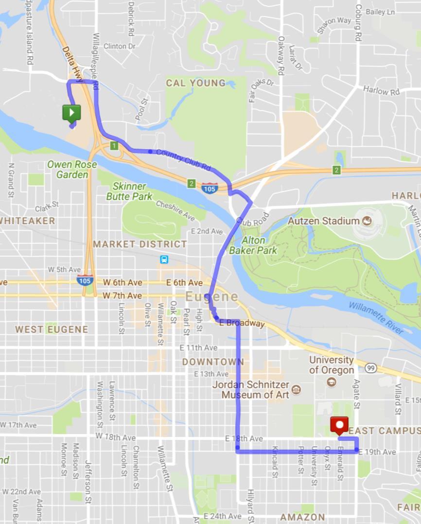 From Valley River Inn to Historic Hayward Field In order to avoid
