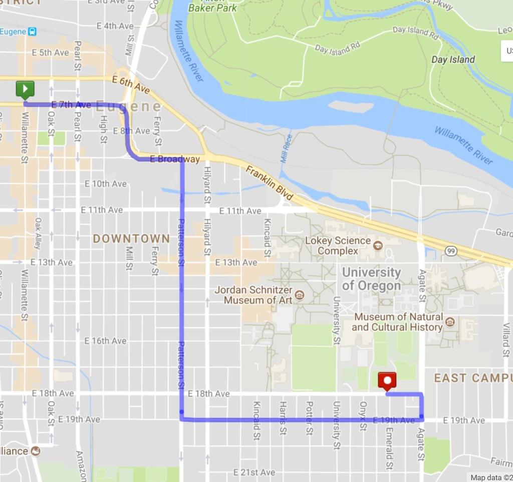 From Downtown Eugene to Historic Hayward Field In order to avoid